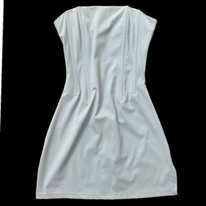 White Fox Light Blue Corset Strapless Mini Dress XS Bodycon Boning Zipper Back